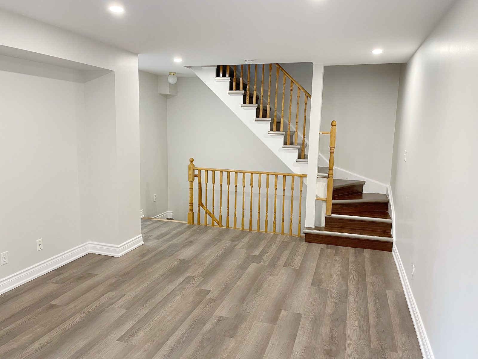 Refinished staircase and hallway