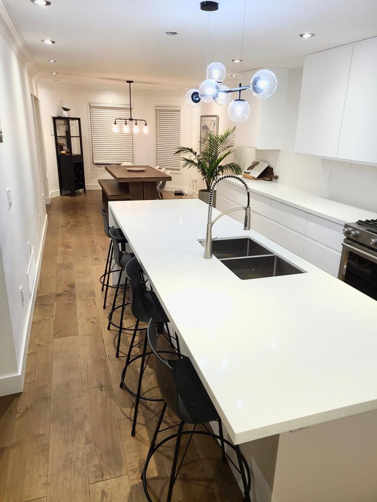 Modern white kitchen island