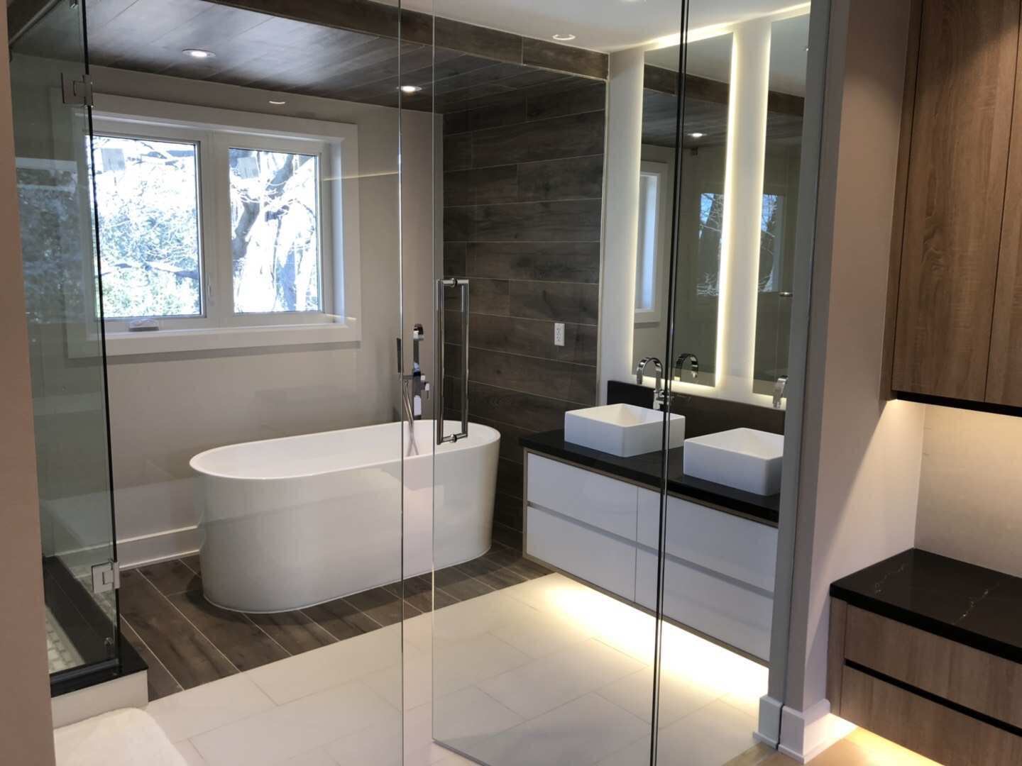 Dark tiled luxury bathroom